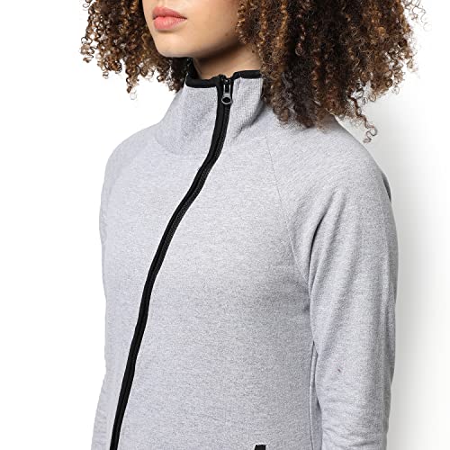 Image of Campus Sutra Women cotton Premium Zipper Hoodie-Grey