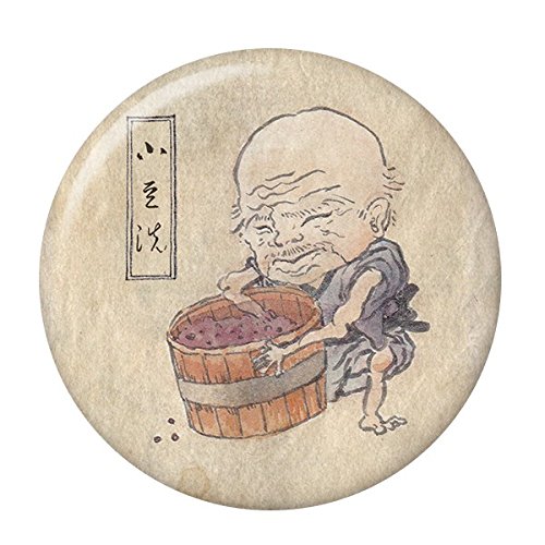 妖怪缶バッジ 【小豆洗・ミニブック付き】 大きいサイズ（57mm） New安全ピンタイプのサムネイル