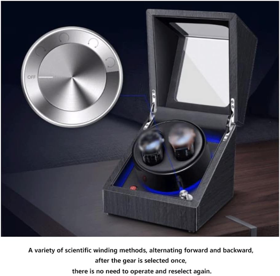 Watch Holder Watch Winders for Automatic Watches Watch Winder Box for Watches 5 Rotation Mode Settings with Blue Led Light Watch Organizer (Color : Brown) (Brown)