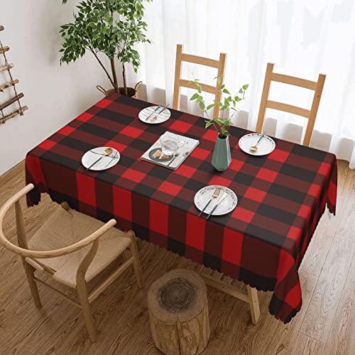 Nappe rectangulaire à carreaux rouge et noir 137x183 cm en polyester - 2