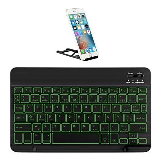 Clavier sans Fil Rétroéclairé Bluetooth Clavier AZERTY pour iPad Pro Air Mac PC Compatible avec Tablettes Windows Android iOS Téléphone Portable Smart TV