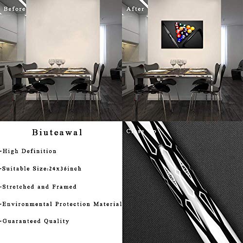 Biuteawal - Sport Canvas Wall Art Playing Pool Table Billiard Balls Picture Giclee Prints Snooker Painting for Home Game Room Club Bar Wall Decoration - Image 6