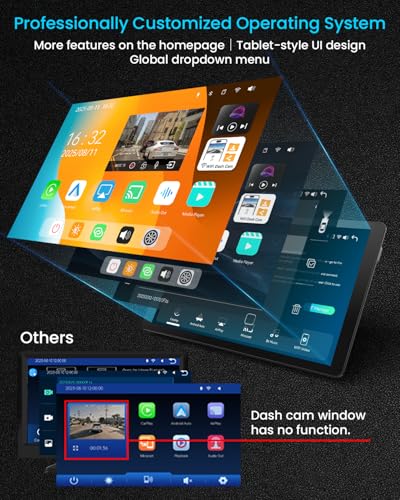11" Extra Large Wireless Apple CarPlay Screen for Car &ndash; Ultra-Slim 0.16 Inch Touchscreen Car Stereo with Android Auto, 4K Dash Cam, 1080p Backup Camera, GPS, Mirror Link, Voice Control