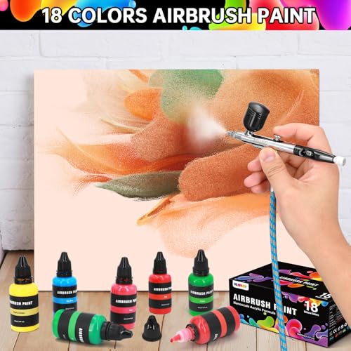 Nlapldy Tinta para aerógrafo, conjunto de tinta de aerógrafo de 18 cores (30 ml/28.3 g), tinta acríl