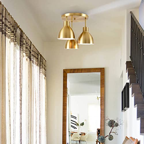 Led 3-Light Semi Flush Mount Close To Ceiling Light Fixture With Brushed Bronze Finish Pendant For Porch, Hallway, Entryway, Dining Room, Living Room #TOP5