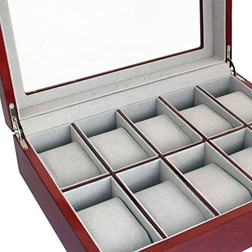 Limited Edition Luxury Cherry Wood 10 Watch Display Case Storage Box Wooden Watchbox with Grey Interior