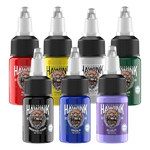 HAWINK Tinta Kit de Tatuajes 1/2oz (15 ml) Siete Botellas de Tinta Profesional Accesorios para Tatuajes Ink Tattoo TI203DE-15-7