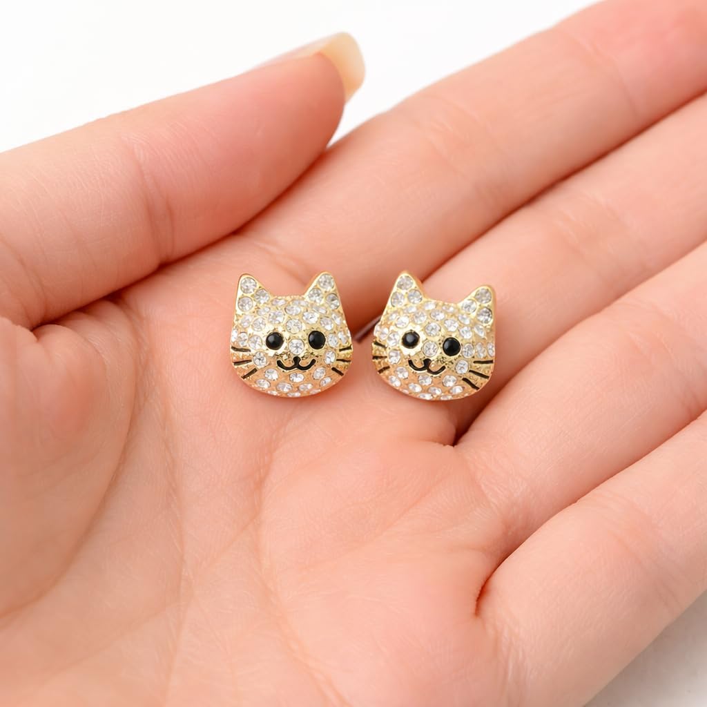 Dog Lovers' Earrings, Different Dog Breed Stud Earrings with Crystals, Rose Gold and Silver Tone - Party, Birthday, or Christmas Gift
