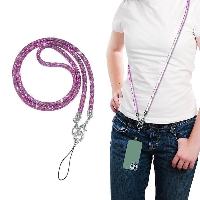 Diamond Charm Phone Lanyard -Cross body lanyard, Mobile Holder Strap, Hands-Free Neck Hanging Chain Accessory, Compatible with iPhone & Most Smartphones, Charms for Phone Case-image-33