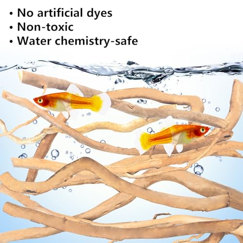 Image of Hamiledyi Natural Driftwood for Aquarium Decor - Red Moor Wood 10 inch-15 inch Long Assorted Shapes (600g) Safe Branches for Fish Tank & Reptile Habitat - Natural Aquarium Wood Decorations (Coarse Branches)