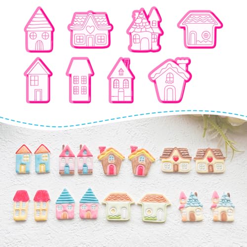 Xaekicr Cozy Cottage Polymer Clay Cutters Set - 8pcs Cute House Shapes for DIY Earring Jewelry, Soft Clay Crafts, Scrapbooking & Miniature Home Decor by Xaekicr - Used condition - US$9.35