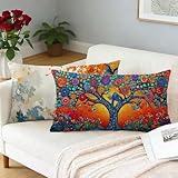 naranja Fundas Cojines 70 x 90 cm Juego de 2 Árbol Fundas Cojines Decorativos Rectangulares Cushions Felpa Corta Suave pillow Funda de Almohada para Garden Terraza Primavera Verano Otoño Decor L-57