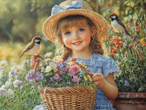 Peinture diamant 5D oiseaux et fleurs strass complet 40x50cm
