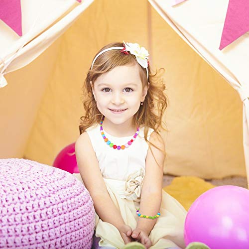 image for BigOtters Toddler Necklace Bracelet, 3 Sets Kids Jewelry for Girls Col