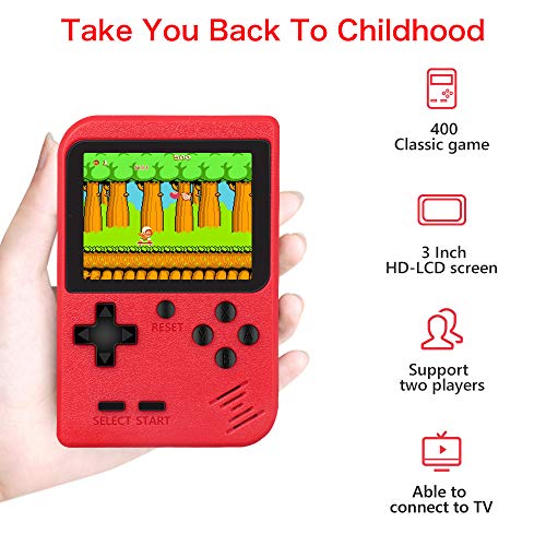 RegeMoudal Handheld Game Console, Retro Mini Game Player, 400 Classical FC Games, Built-in 800mAh Rechargeable Battery, Support for Connecting TV & 2 Players - Thumbnail 2