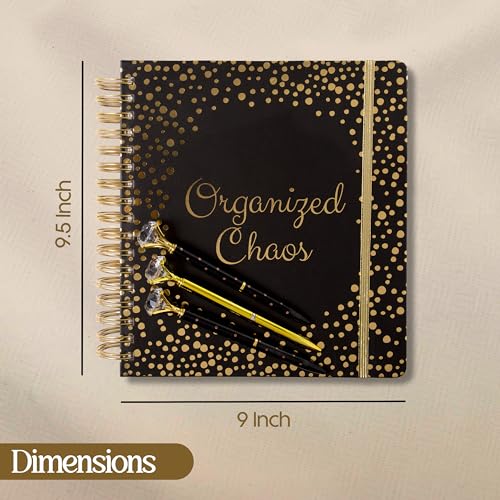 Votum 18-Month Day Large Planner, 2024-2025, Daily, Weekly & Monthly, January 2024-June 2025, Organized Chaos, Black - Appointment Book with 3 Sticker Sheets, Twin-Ring Binding, Notes Pages - School &