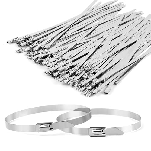RISVOWO 100 Piezas Bridas Bridas Metalicas, Bridas de Acero Inoxidable Resistencia Tracción 125 Kg,...