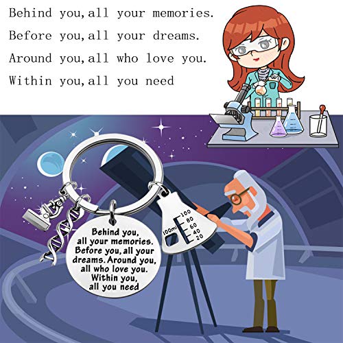 FEELMEM Biology Chemistry Keychain Future Chemist Gift Behind You All Your Memories Science Tech Keychain Graduation Gift4
