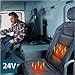 Produktbild ObboMed SH-4164 24V Beheizbare Sitzauflage Sitzkissen mit Rückenstützung, Deluxe Model mit Premium Zigarettenanzünderstecker für LKW, Bus und Boot mit 24V Bord Batterie; Schwarz