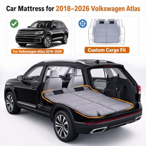 Image of Car Mattress for 2018-2026 Volkswagen Atlas, Upgraded Non-Inflatable Thickened Foam SUV Car Camping Mattress, Foldable Trunk Sleeping Pad Car Bed Mattress for Road Trips Camping Travel