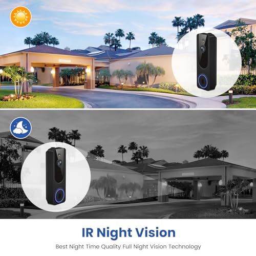 VanaOrbi 1080p WiFi Video Doorbell Camera Wireless, Battery Powered, AI Human and Motion Detection, 2 Way Talk, Night Vision, Cloud Storage, 2.4G WiFi Only, Indoor/Outdoor Surveillance
