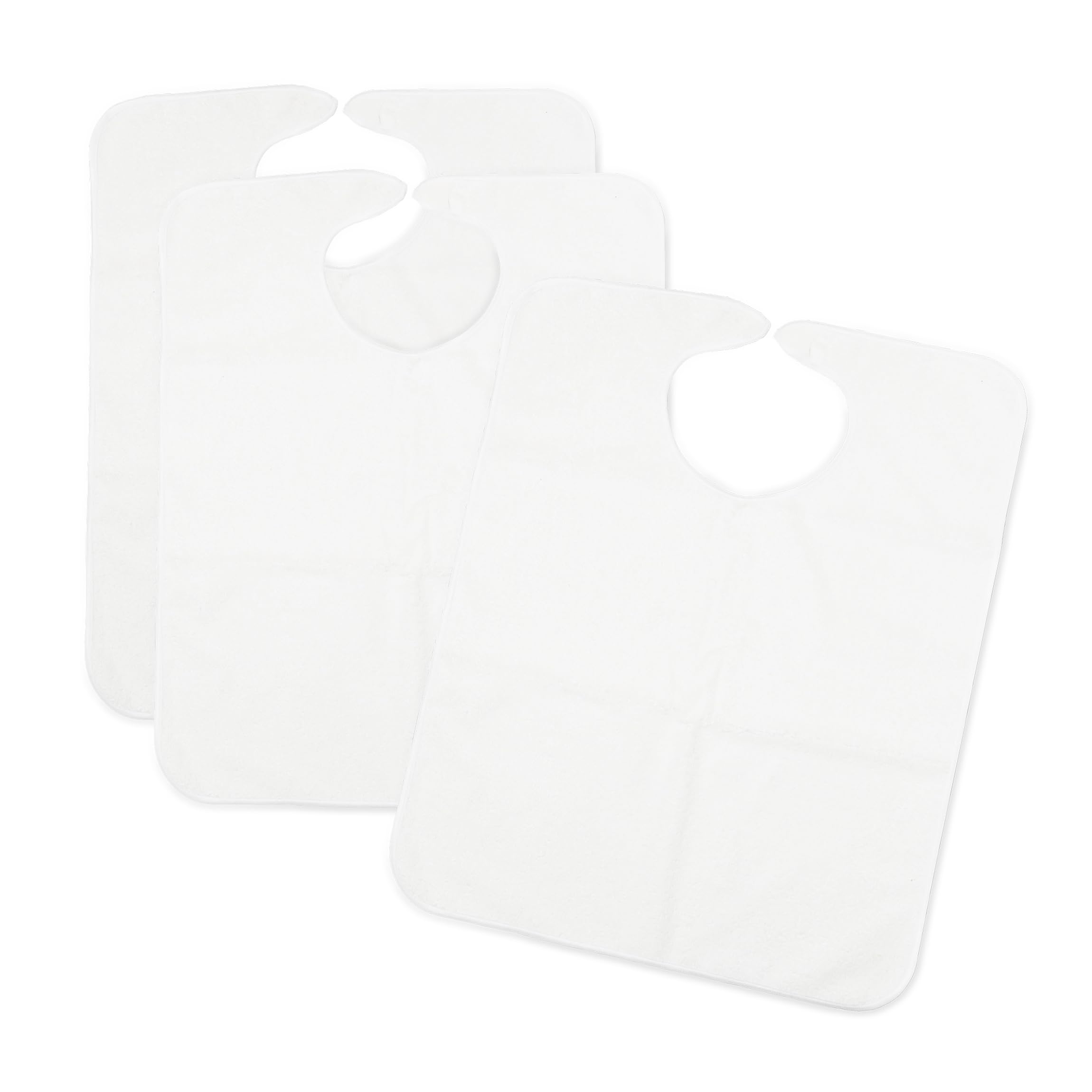 Ti TIN 3er Pack-Lätzchen für Erwachsene, 50x60 cm | Frottee Latz mit wasserdichtem Plastikfutter und Klettverschluss, Material: 73% Baumwolle, 27% Polyester, Farbe: weiß