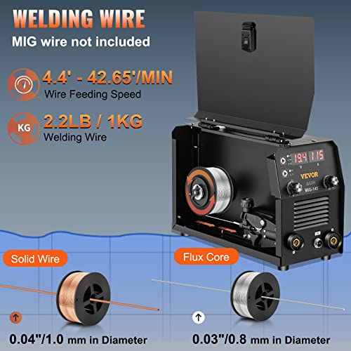 Vevor 145Amp Mig Welder, 110V Flux Core Welder Mig/Lift Tig/Stick 3 In 1 Welding Machine With Igbt Inverter & Mig Torch #TOP5
