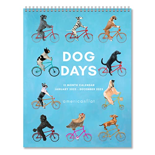 Americanflat 12 Month 2023 Calendar - Dog Days Art Prints Design - Monthly Format Large Wall Calendar - Hanging Wall Planner 10X26 Inches When Open #TOP7