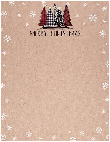 Amazon.com : AnyDesign 80Pcs Christmas Tree Stationery Paper Buffalo ...