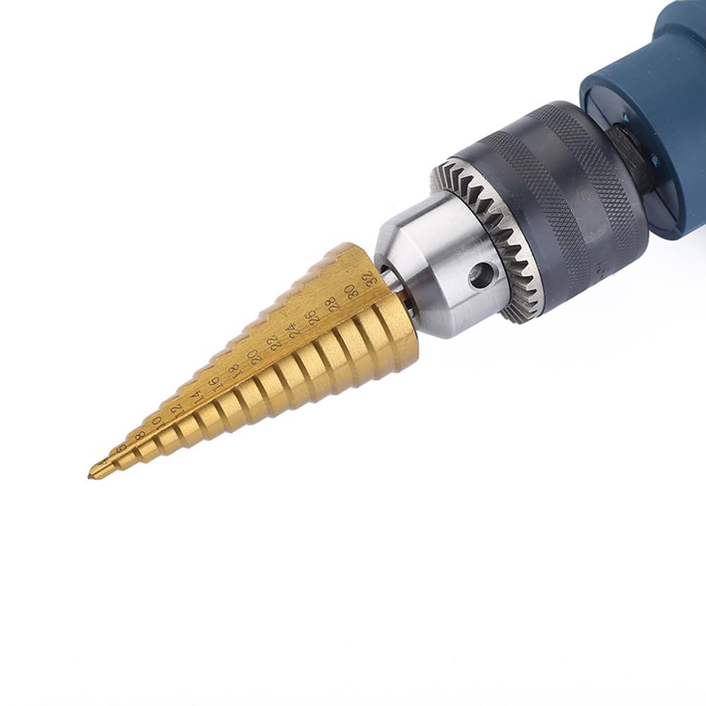 1/4" Esagono Codolo 4-32mm Titanio Rivestito Spirale Scanalata HSS Trapano per Plastica, Legno, Metallo Multi-Foro Conico