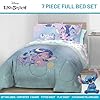 Disney Lilo and Stitch Full Size Comforter Set - 7 Piece Floral Bedding Includes Sheet Set & Pillow Covers Features Angel - Super Soft Purple & Teal Stars Kids Bedding #3