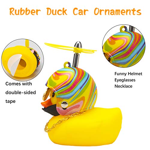 Image of wonuu Rubber Duck Car Decorations Cute Yellow Duck Car Dashboard Ornaments with Propeller