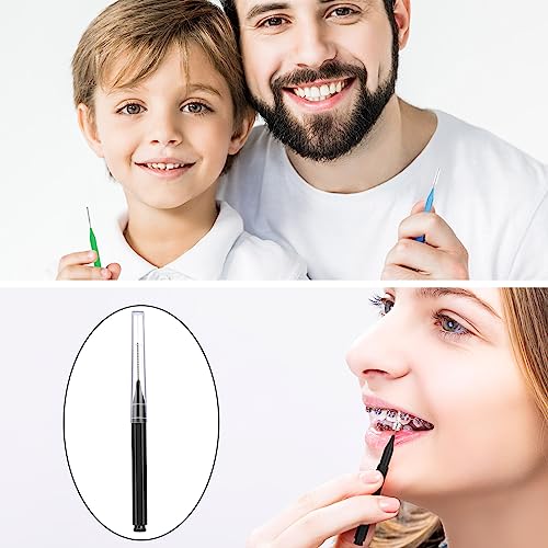 Image of Patelai 100 Pcs Braces Dental Brushes,Black, Blue, Green,Mixed Size