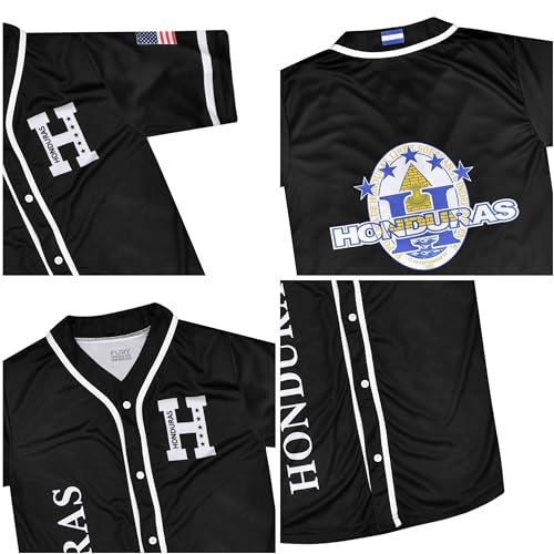 Fury Camisa de beisebol Honduras, camisa de beisebol preta de botão Honduras, Negro, 3G