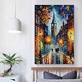 POLIUAWS Cuadro de pared Amsterdam en color sobre lienzo para sala de estar, dormitorio, decoración de pared, pintura para salón, cocina, regalo de cumpleaños para mujer, 30 x 45 cm