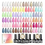 PEACECOLOR Pastel Gel Nail Polish, 30Colors Spring Summer Pink White Soak Off UV/LED Gel Polish with Base Coat and Glitter Matte & Glossy Top Coat Nail Art Set DIY Home Gifts for Women
