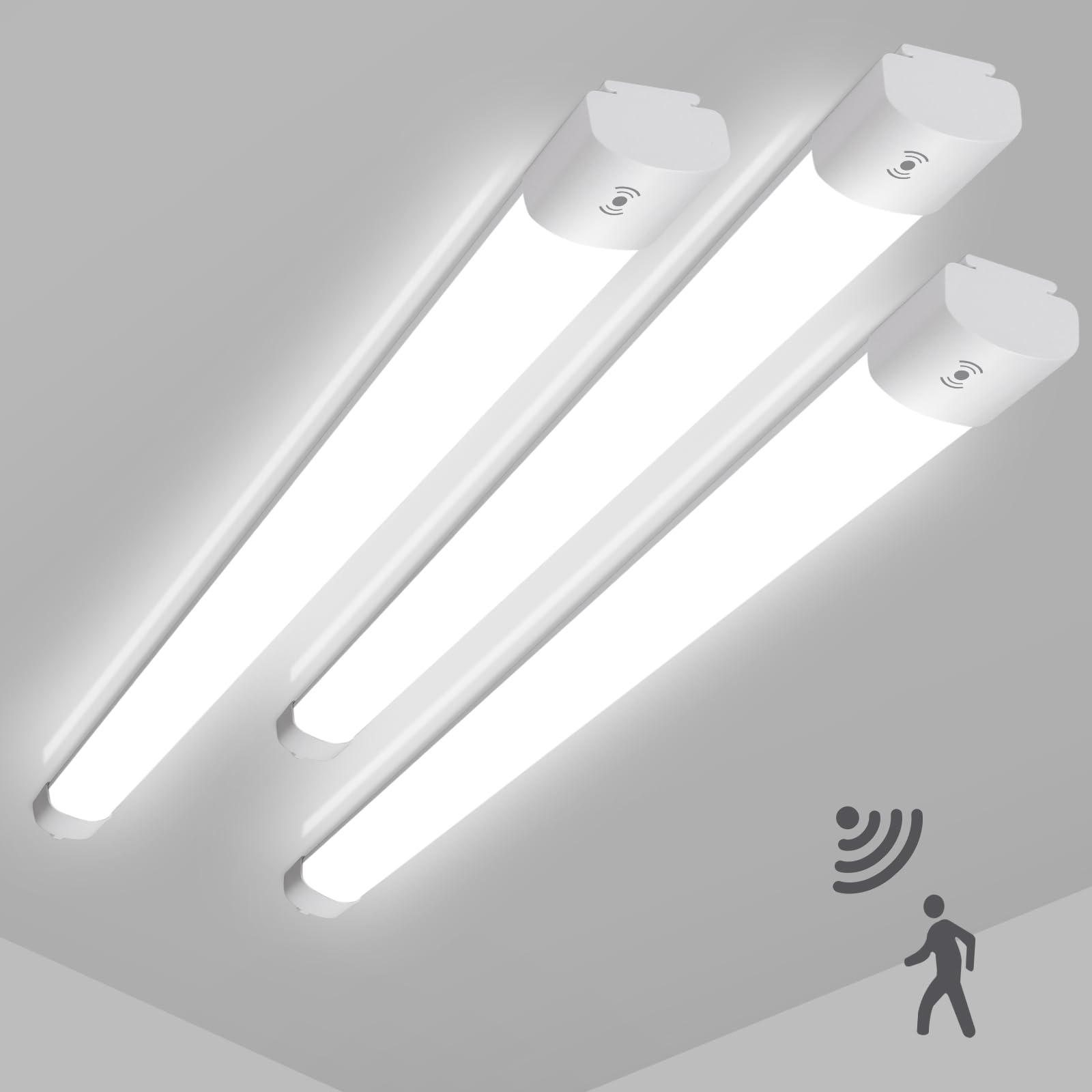 LEOEU 3 Stück 45W LED Feuchtraumleuchte mit Bewegungsmelder, 4950LM 150CM LED Röhre, IP65 Wasserdicht Kellerleuchte, Deckenlampe mit Bewegungsmelder für Büro Flur Treppe Garage Abstellraum, 4000K