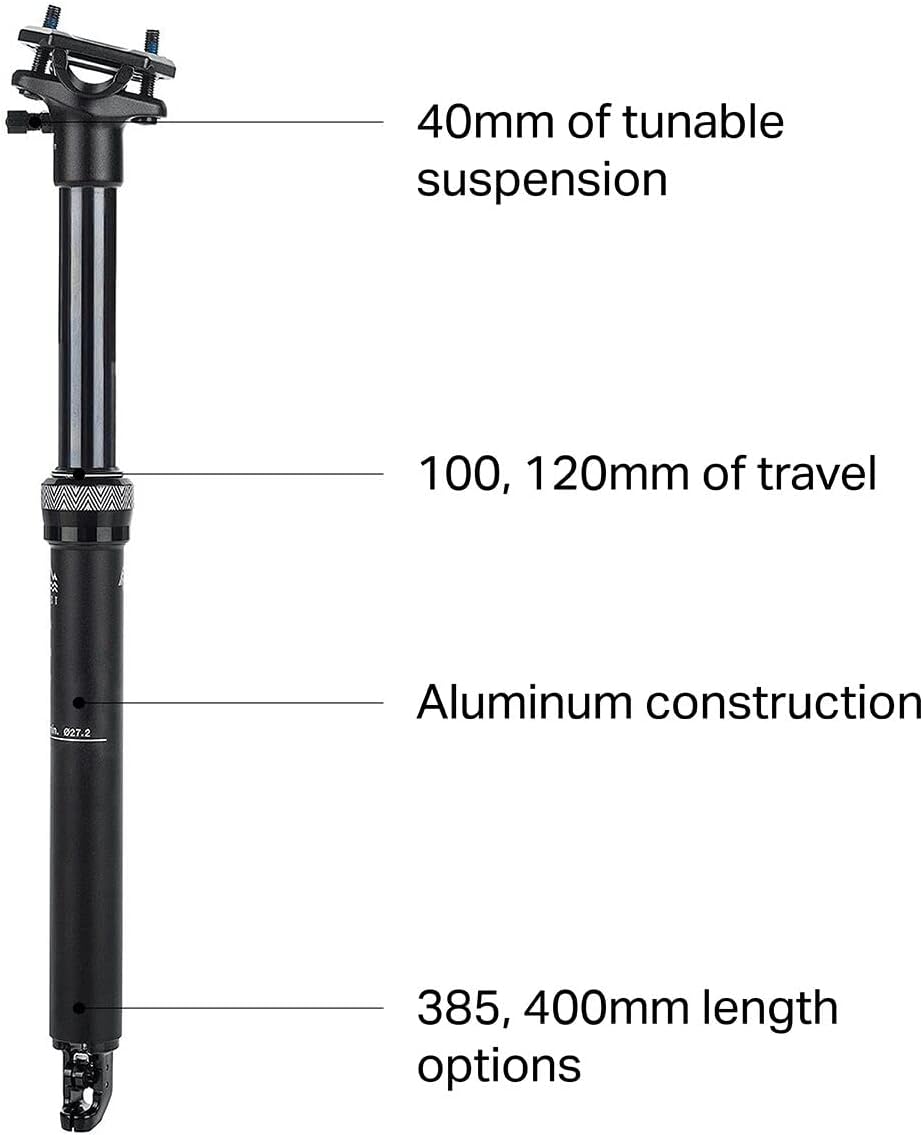 PNW Components Coast Suspension Dropper Post – Internal Routing MTB Seatpost with Air Suspension – 100mm (27.2mm Diameter) and 120mm (30.9mm & 31.6mm diameters)