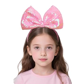 Big Hair Bow Headband, Shiny Birthday Festial Party Hairband for Baby Teens Youth Girls