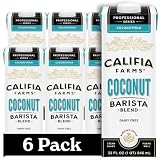 Califia Farms - Coconut Barista Blend Coconut Milk, 32 oz (Pack of 6), Shelf Stable, Dairy Free, Plant Based, Vegan, Gluten Free, Non GMO, Creamer