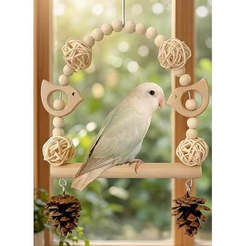 Bird Swing Bird Toys Parrot Toys Parakeet Toys Bird Cage Accessories for Budgerigar Parakeet Conure Cockatiel Mynah Love Birds Finches (A)