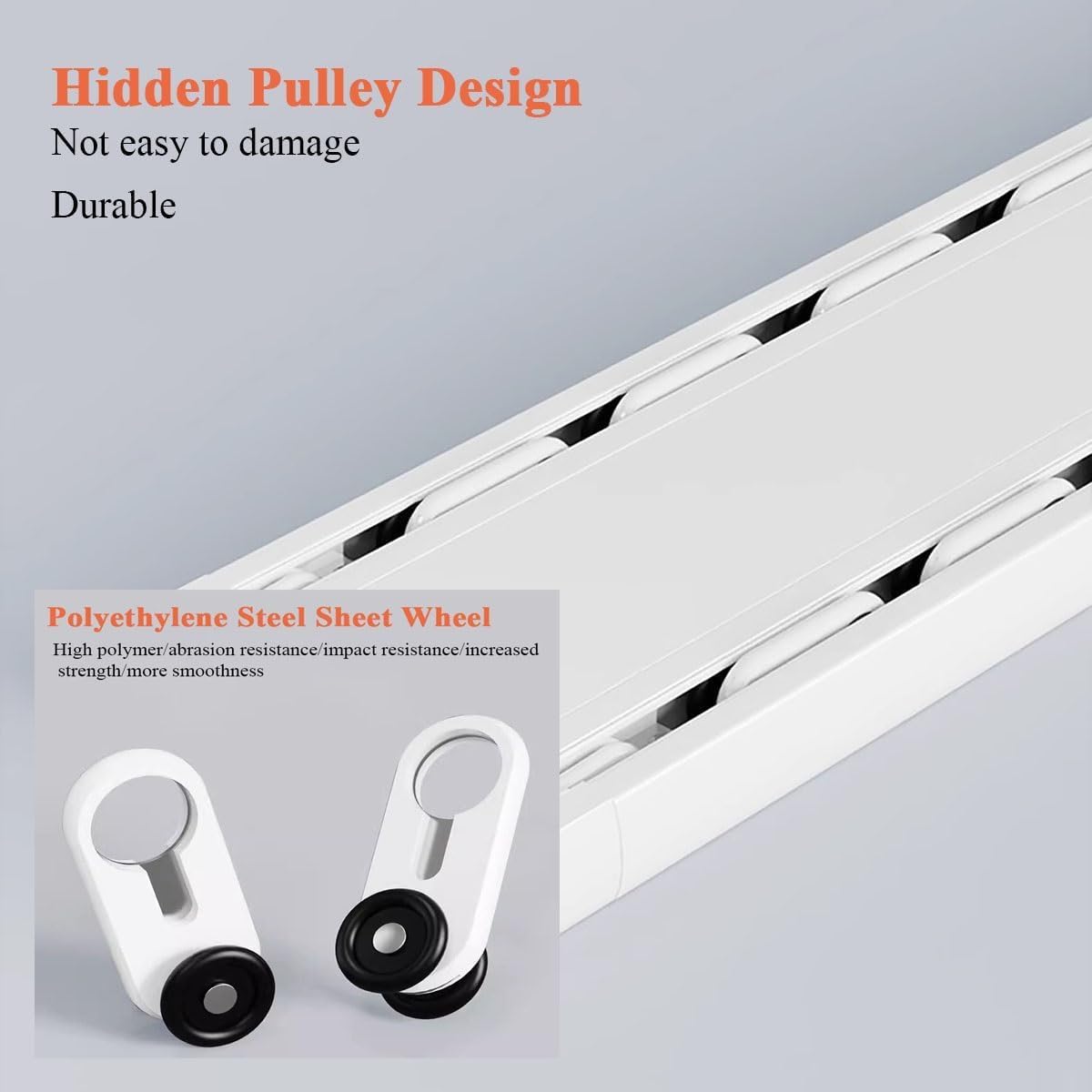 Système de tringle à rideau double robuste – Rail de séparation de pièce monté au plafond pour camping-car, salon, chambre d'hôpital avec matériel de connexion
