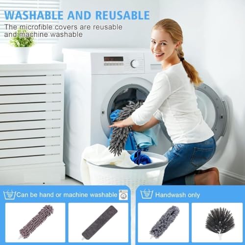 Image of 5-in-1 Fan Cleaning Kit with Extendable Rod | Microfiber Ceiling Fan Cleaner, Dusting Brush Set for Home, Wall, AC & Hard-to-Reach Areas (Fan dsuter kit)