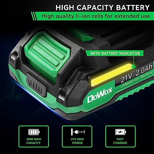 Dowox Impact Driver Kit, 2000 In-Lbs 21V Impact Drill Driver Set, 1/4'' Hex Chuck 0-3200 Rpm Variable Speed, 2.0Ah Battery And 1H Fast Charger, 7Pcs Driver Bits Socket And Tool Case #TOP4