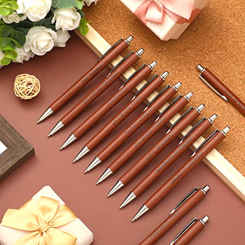 Lincia 12 Pcs Inspirational Leather Ballpoint Pen Appreciation Anniversary Quotes Pen Brown Motivational Black Ink Ballpoint Pens Writing Leather Gift For Office School Classroom Writing Worker Supply #TOP3