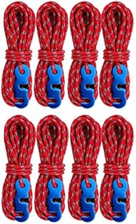 Azarxis 3mm Reflective Guy Rope 4m Guyline 13ft Tent Cord Lightweight with Aluminum Line Adjuster for Tying Down Tarps Camping Tent Outdoor Packaging (Orange Rope + Tent Stakes x 4)