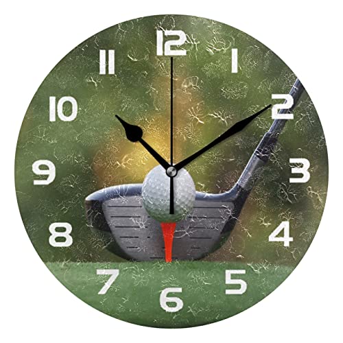 Sport Golf Ball Wall Clock Silent Non-Ticking,Golf Theme 9.5 Inch