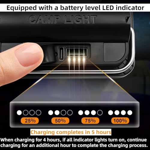 Image of DOTWISE Camping Lantern Rechargeable 5000mAh, Lanterns for Power outages Max 850LM, 6 Light Modes&Stepless Dimming,3 Mounting Options, IP54 Waterproof (Black)