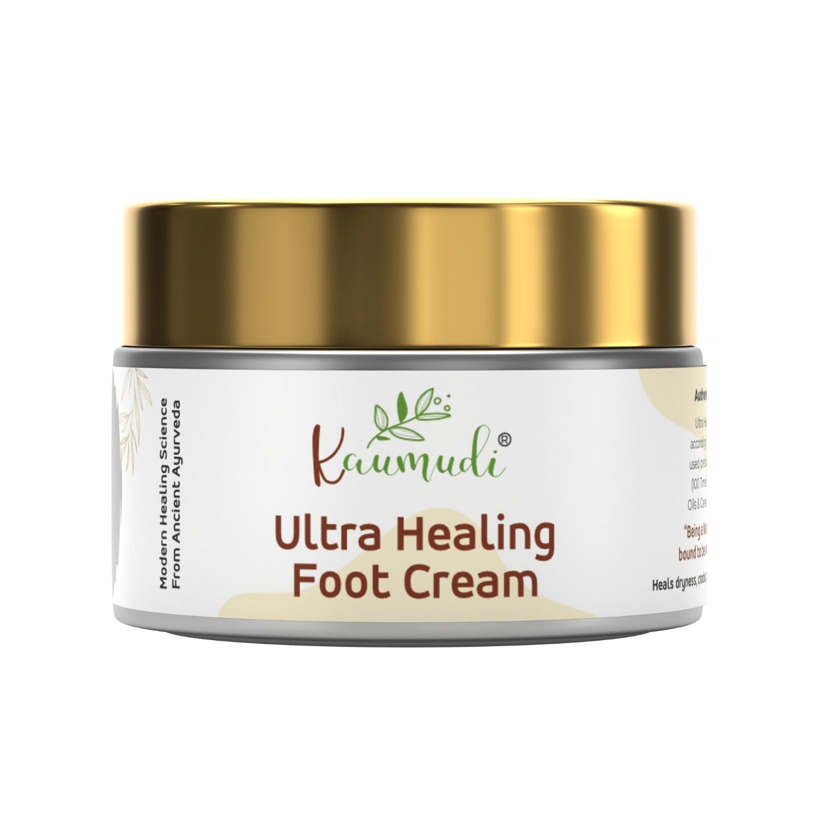 Kaumudi Ultra Healing Foot Cream | Made with Shata Dhauta Ghrita (100 Times Washed Ghee) | For Women and Men | Handmade with Natural Ingredients | For Dry & Cracked Feet | Hydrate & Nourish | All Skin Types | No Artificial Color | No Artificial Fragrance | Sulphate, Paraben & SLS free | 40 GM / 1.41 fl Oz-image-2