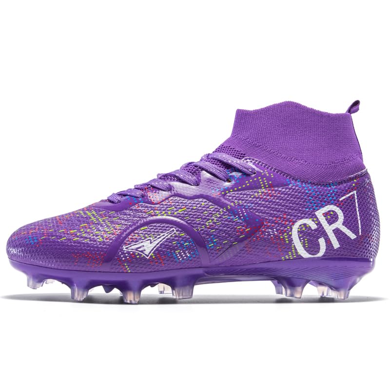 High Top Soccer Cleats, Professional Training Shoes, Black Pink Purple, Mesh Polyester, Anti-Slip, Breathable Lightweight Design for Men, Youth Athletes2